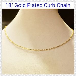 COPY - COPY - 18" Gold Plated Curb Chain With Lob…